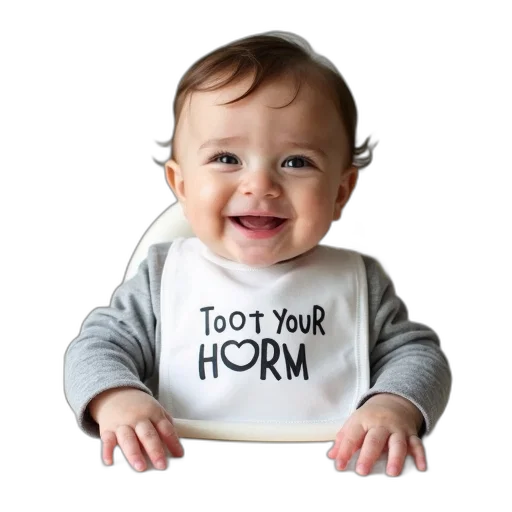 jacket, photorealistic, toddler, sitting, high, chair, bib, has transparent PNG cut-out