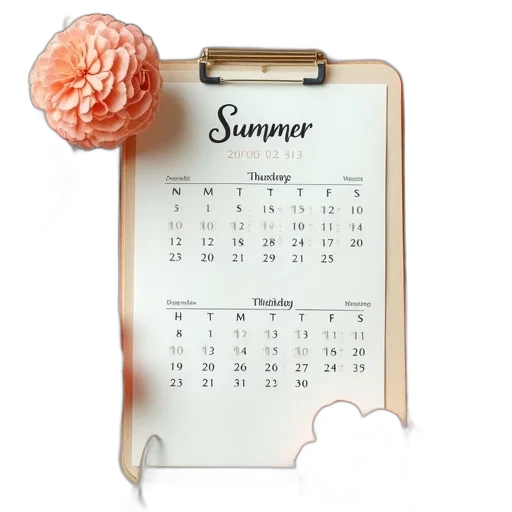 calendar, book, summer, season transparent PNG cut-out