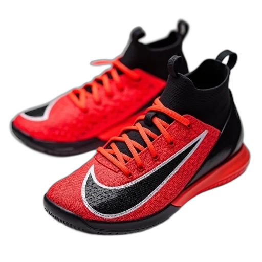 shoes, 3d render, red, nike, superflyx, academy, chaussures, foot transparent PNG cut-out