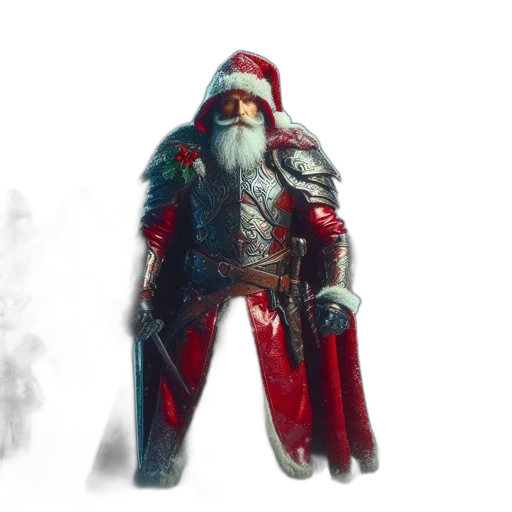 sword, concept art, fantasy art, 3d render, photorealistic, red, group, santa transparent PNG cut-out