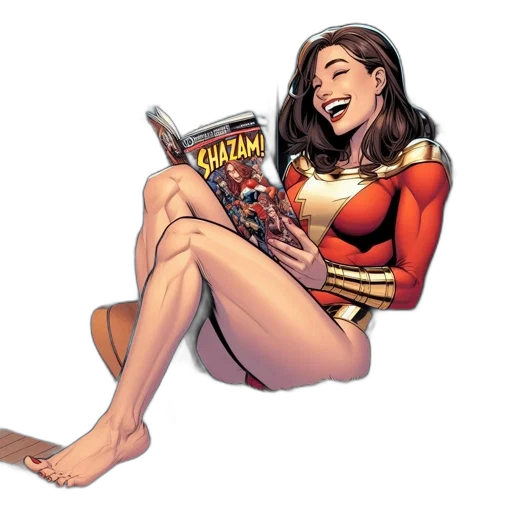 comic book art, concept art, cartoon, woman, wearing, red, gold, superhero transparent PNG cut-out