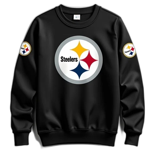 jacket, black, long-sleeve, sweatshirt, steelers, logo, front, left transparent PNG cut-out