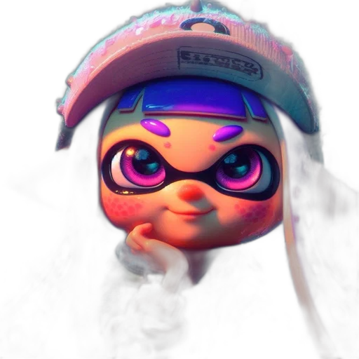mask, face, hat, weapon, vaporwave, 3d render, concept art, photorealistic transparent PNG cut-out