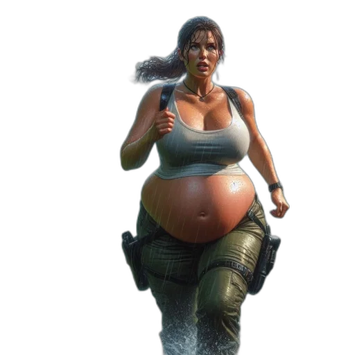 weapon, concept art, fantasy art, photorealistic, pixel art, pregnant, woman, wearing transparent PNG cut-out