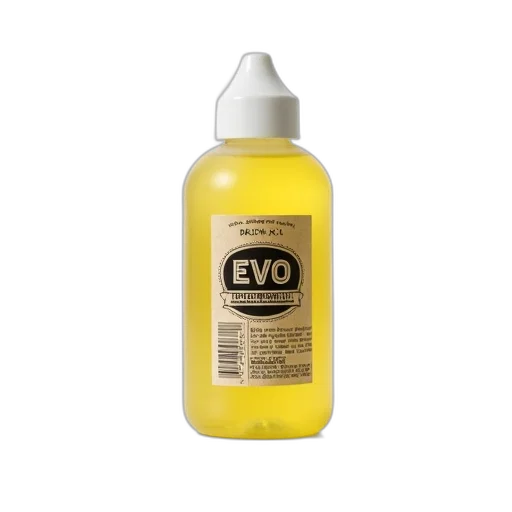 bottle, yellow, liquid, white, cap, labeled, evo, power transparent PNG cut-out