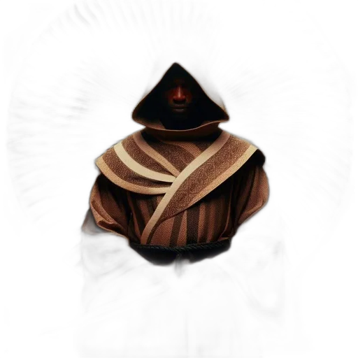 jacket, mask, hat, staff, concept art, 3d render, fantasy art, pixel art transparent PNG cut-out