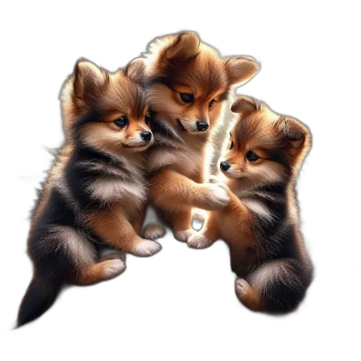 staff, photorealistic, pixel art, oil painting, watercolor, three, playful, puppies transparent PNG cut-out