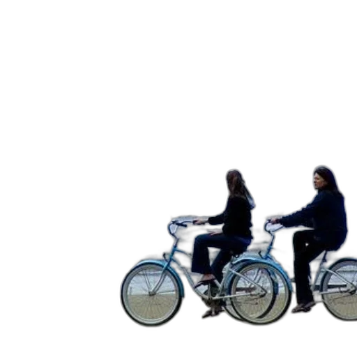 concept art, photorealistic, 3d render, two, women, ride, bicycles, beach transparent PNG cut-out