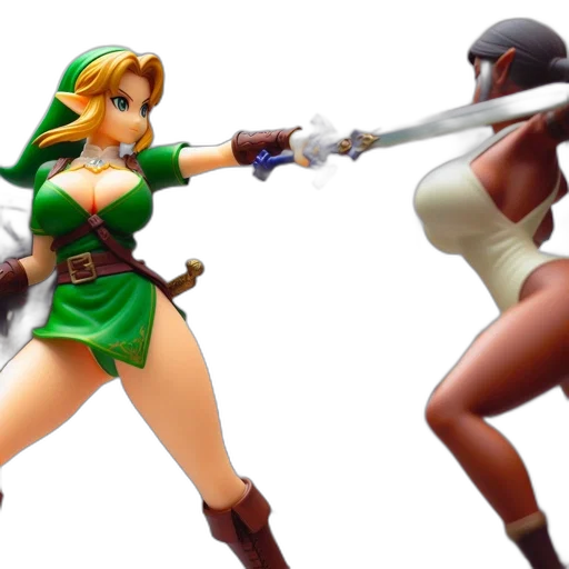 weapon, 3d render, concept art, green, two, animated, characters, one transparent PNG cut-out