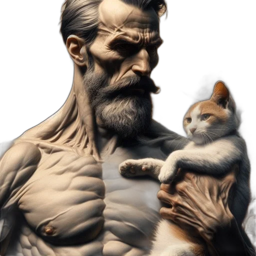 animal, creature, concept art, comic book art, fantasy art, photorealistic, bearded, man transparent PNG cut-out