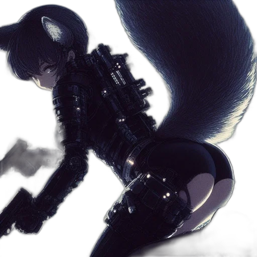 animal, weapon, creature, hair, concept art, cyberpunk, 3d render, fantasy art transparent PNG cut-out