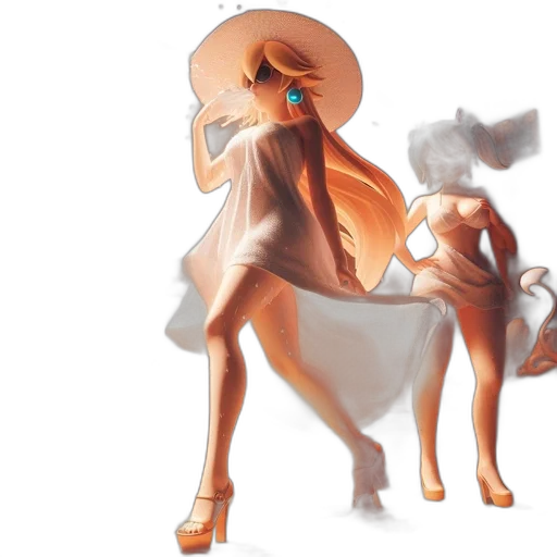 dress, hat, mask, creature, concept art, fantasy art, 3d render, watercolor transparent PNG cut-out