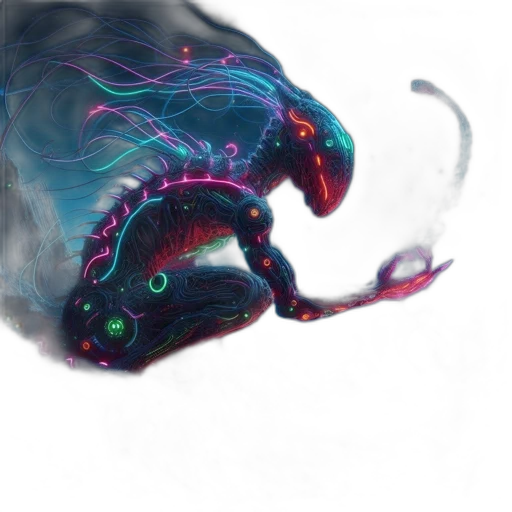 dragon, creature, mask, robot, concept art, fantasy art, 3d render, cyberpunk transparent PNG cut-out