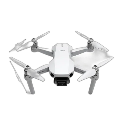 robot, 3d render, white, drone, four, propellers, displayed, against transparent PNG cut-out
