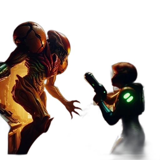 robot, concept art, comic book art, 3d render, pixel art, outer space, fire, neon lights transparent PNG cut-out