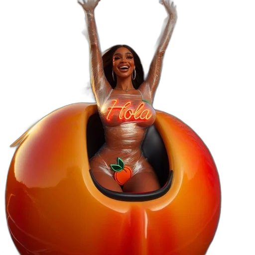 dress, concept art, 3d render, woman, seated, inside, large, round transparent PNG cut-out