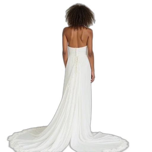 dress, model, wearing, white, strapless, maxi transparent PNG cut-out
