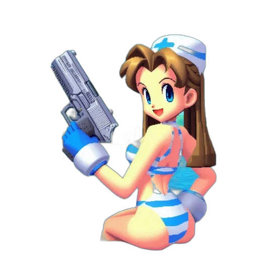 weapon, robot, dress, staff, pixel art, vaporwave, 3d render, concept art transparent PNG cut-out