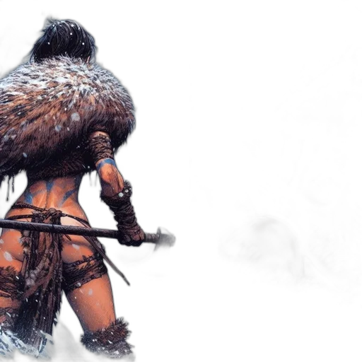 sword, weapon, concept art, fantasy art, comic book art, snow, fog, fierce transparent PNG cut-out