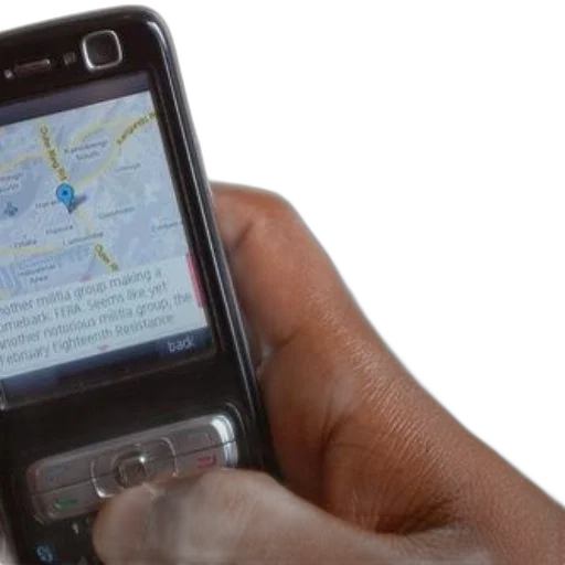 hand, holding, mobile, phone, displaying, map, text transparent PNG cut-out