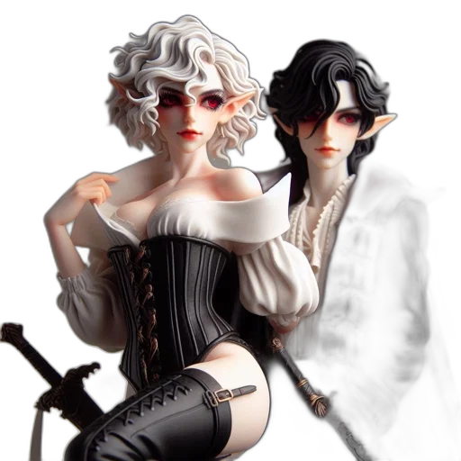 concept art, fantasy art, 3d render, photorealistic, monochrome, two, intricately, designed transparent PNG cut-out