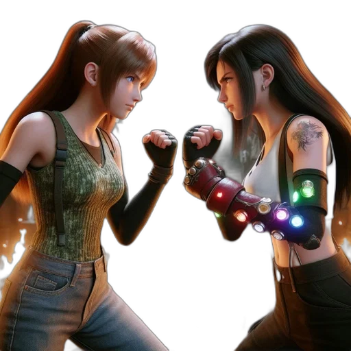 concept art, 3d render, comic book art, fantasy art, fire, two, animated, females transparent PNG cut-out