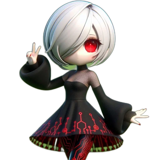 dress, creature, staff, concept art, 3d render, cartoon, fantasy art, dark transparent PNG cut-out