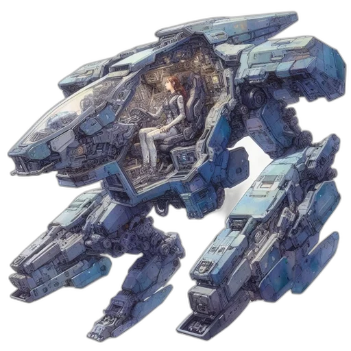 robot, weapon, dragon, concept art, 3d render, photorealistic, outer space, blue transparent PNG cut-out