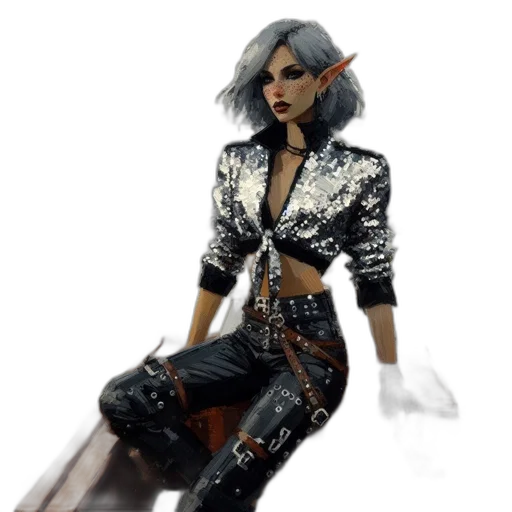 jacket, staff, concept art, fantasy art, cyberpunk, 3d render, monochrome, dark transparent PNG cut-out