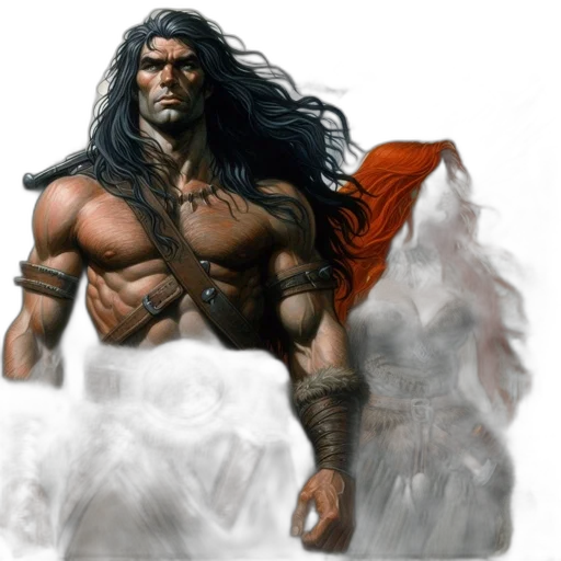 fantasy art, concept art, comic book art, photorealistic, two, warriors, man, woman transparent PNG cut-out