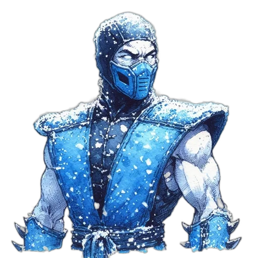 comic book art, concept art, fantasy art, pixel art, blue, character, armor, full-face transparent PNG cut-out