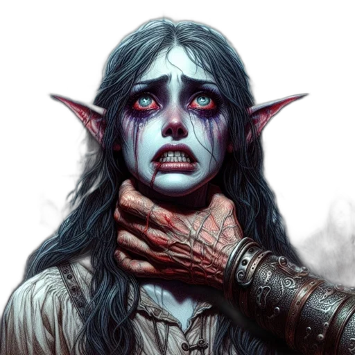 face, fantasy art, concept art, comic book art, photorealistic, distressed, female, elf-like transparent PNG cut-out