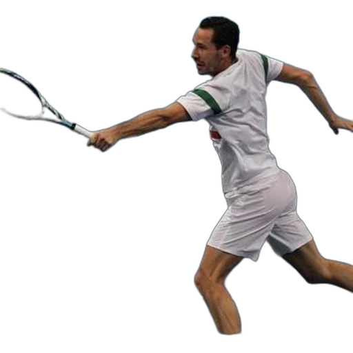 staff, photorealistic, tennis, player, action, blue, court, wearing transparent PNG cut-out