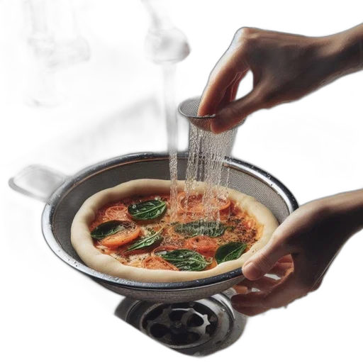 food, 3d render, photorealistic, individual, prepares, pizza, kitchen, placing transparent PNG cut-out
