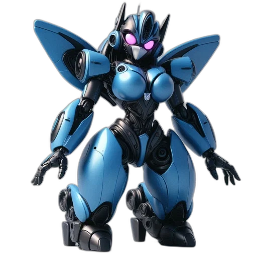 robot, weapon, concept art, 3d render, anime, vaporwave, blue, sleek transparent PNG cut-out