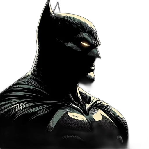 mask, comic book art, concept art, 3d render, photorealistic, side, profile, batman transparent PNG cut-out