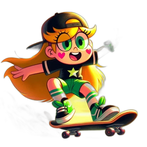 staff, cartoon, concept art, pixel art, 3d render, green, animated, girl transparent PNG cut-out