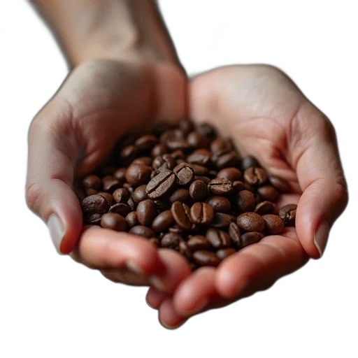 food, photorealistic, 3d render, hand, holding, small, pile, coffee transparent PNG cut-out
