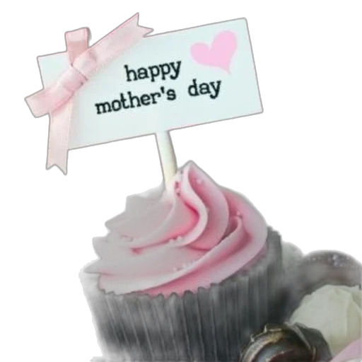 pink, frosted, cupcake, happy, mother, day, sign, heart transparent PNG cut-out