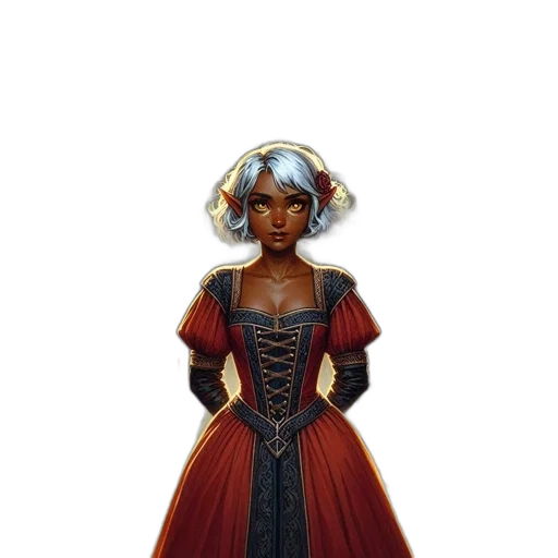 dress, crown, staff, concept art, fantasy art, pixel art, watercolor, dark transparent PNG cut-out