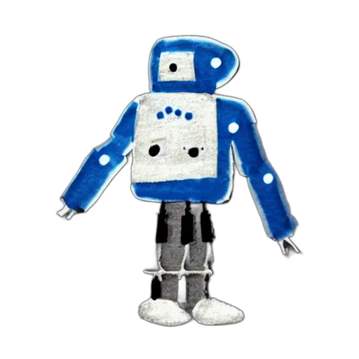 robot, staff, 3d render, concept art, pixel art, cartoon, blue, raven transparent PNG cut-out