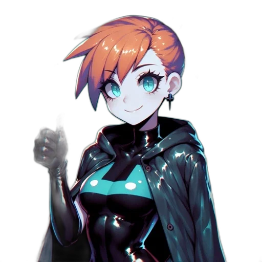 jacket, robot, staff, weapon, cyberpunk, pixel art, concept art, anime transparent PNG cut-out
