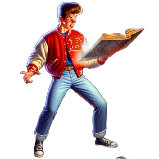 jacket, staff, robot, concept art, pixel art, 3d render, comic book art, young transparent PNG cut-out