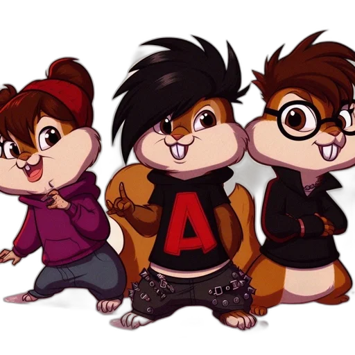 cartoon, concept art, 3d render, anime, three, anthropomorphic, chipmunks, interacting transparent PNG cut-out