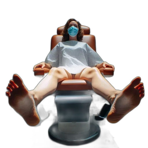 mask, furniture, robot, 3d render, concept art, woman, medical, gown transparent PNG cut-out