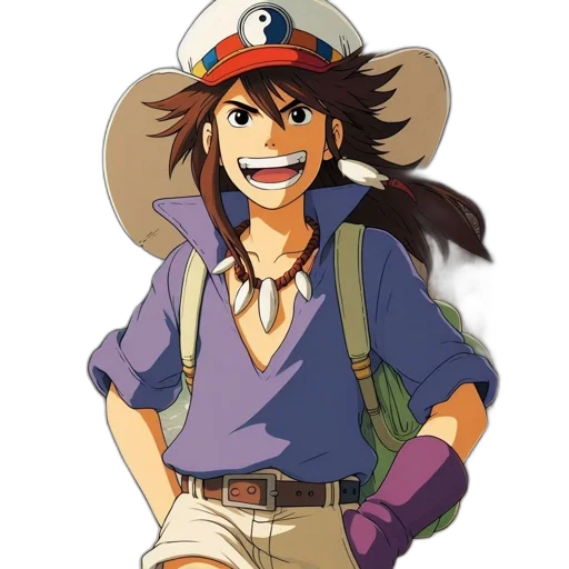 hat, staff, face, jacket, cartoon, concept art, watercolor, anime transparent PNG cut-out