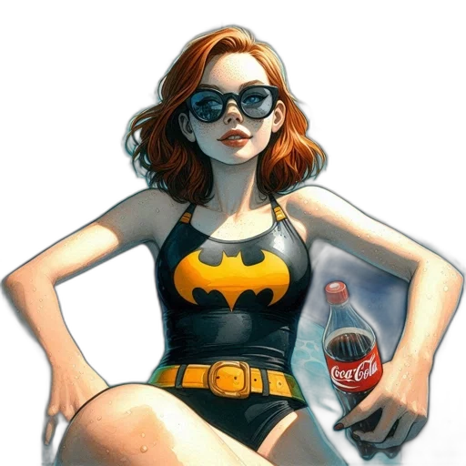 dress, bottle, comic book art, concept art, cartoon, fantasy art, woman, red transparent PNG cut-out