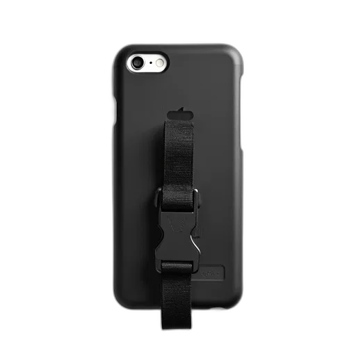black, smartphone, case, strap, attachment, displayed, against, white transparent PNG cut-out