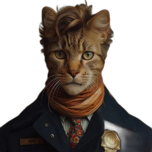 jacket, animal, staff, face, photorealistic, concept art, oil painting, fantasy art transparent PNG cut-out