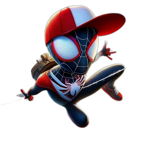 mask, creature, concept art, comic book art, 3d render, pixel art, spider-man, his transparent PNG cut-out